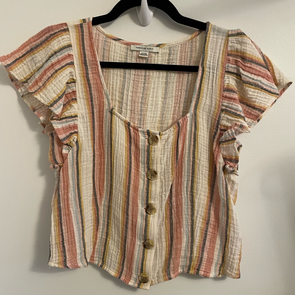 American Eagle Muti Colored Chopped Shirt